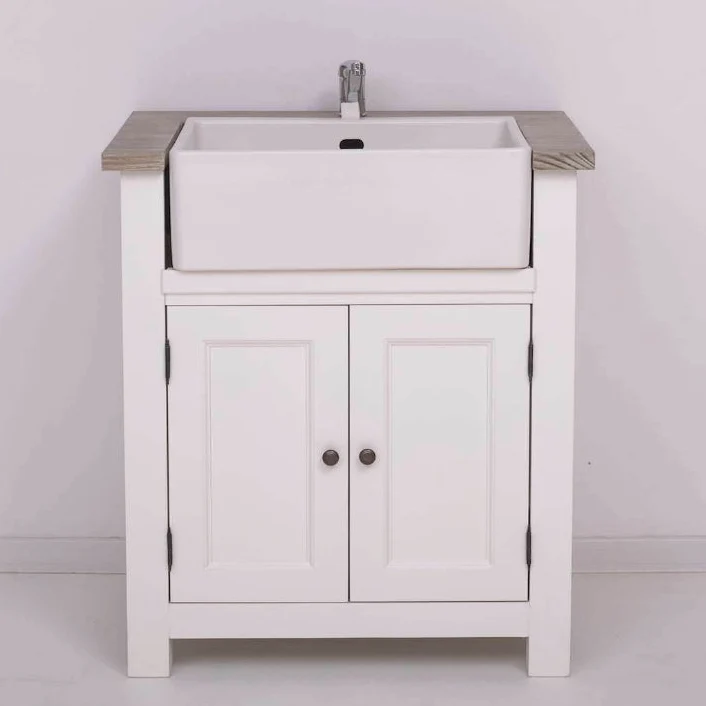 Kleiner Spültisch aus Massivholz im Vintage Look