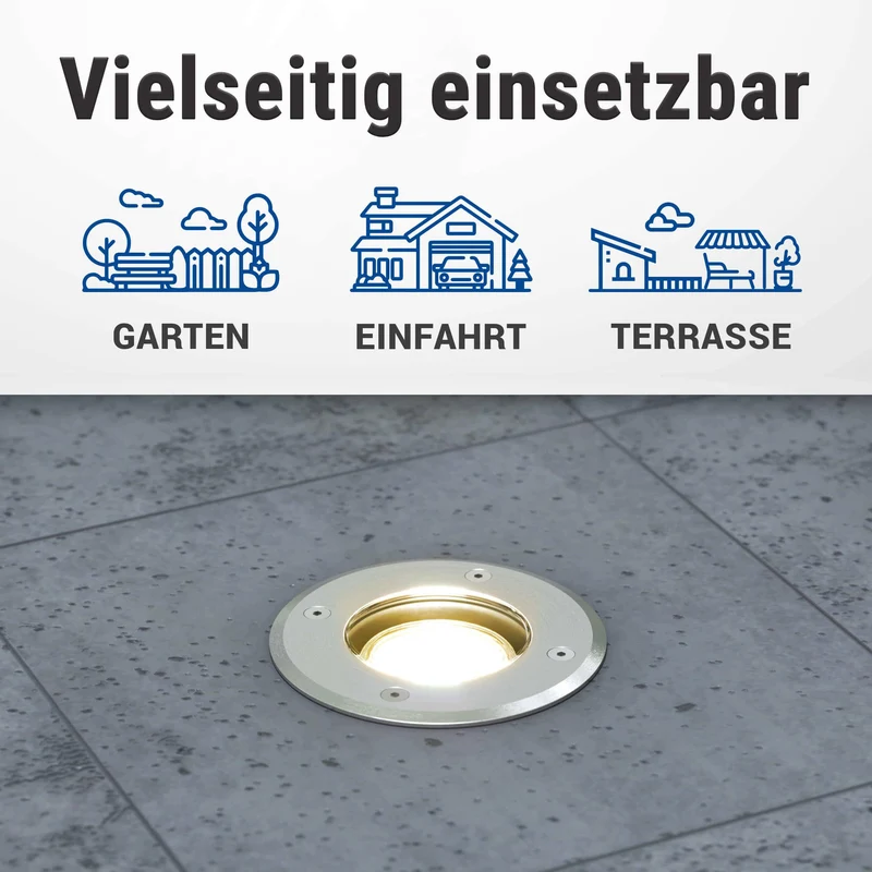 Flacher Bodeneinbaustrahler IP67 rund mit RGB Farbwechsel - Smart Home Alexa & Google