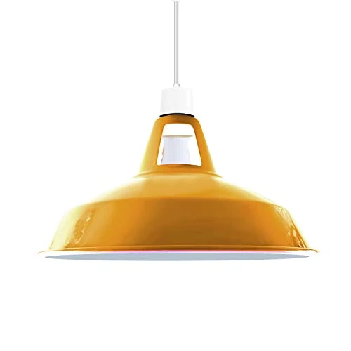 Lampada Sospensione Industriale Gialla Fessura Retrò E27 B22 ~3424