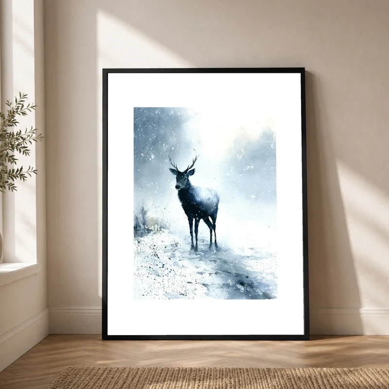 Hirsch im Schneesturm Poster