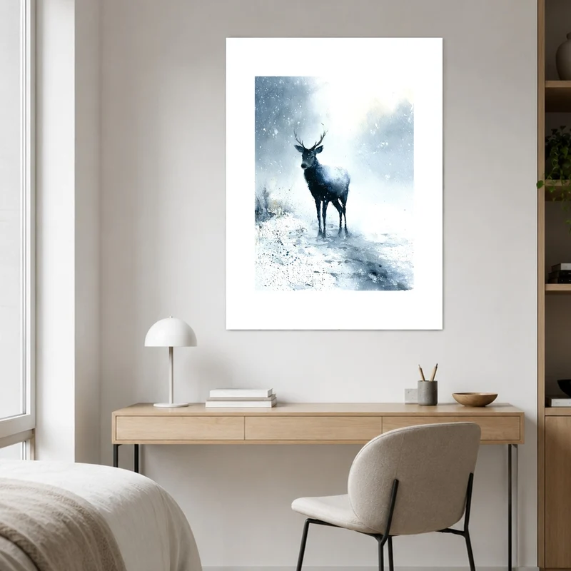 Hirsch im Schneesturm Poster