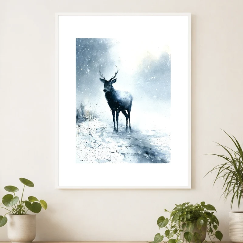 Hirsch im Schneesturm Poster