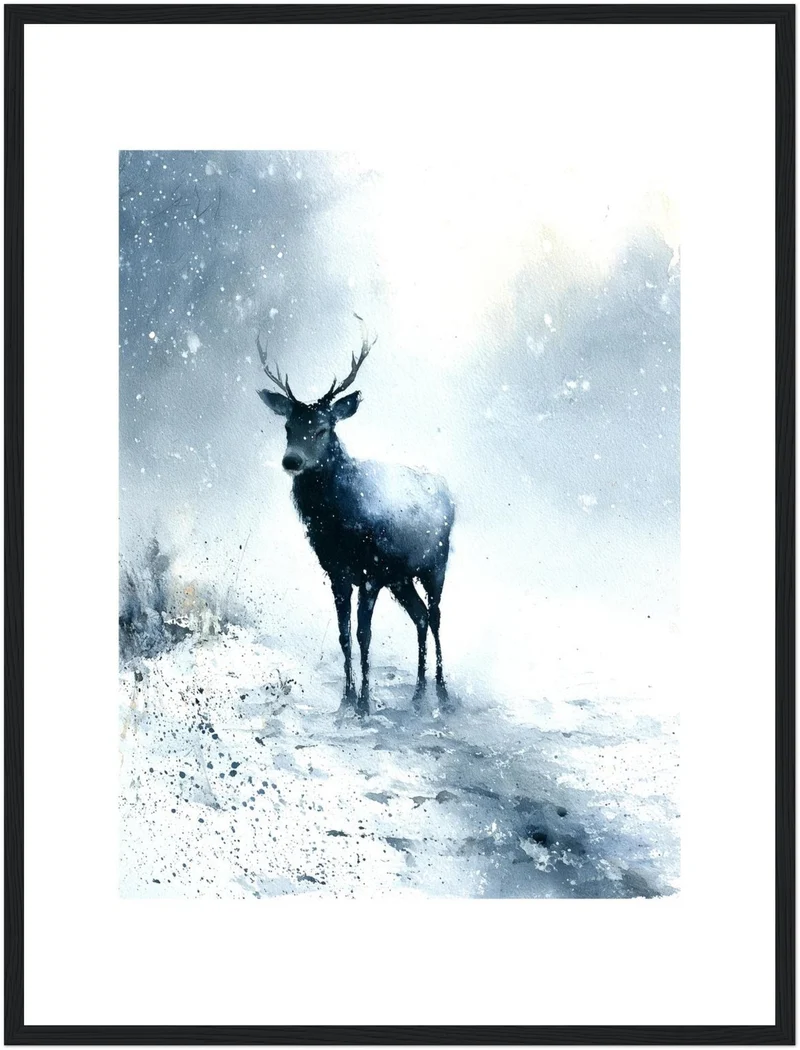 Hirsch im Schneesturm Poster