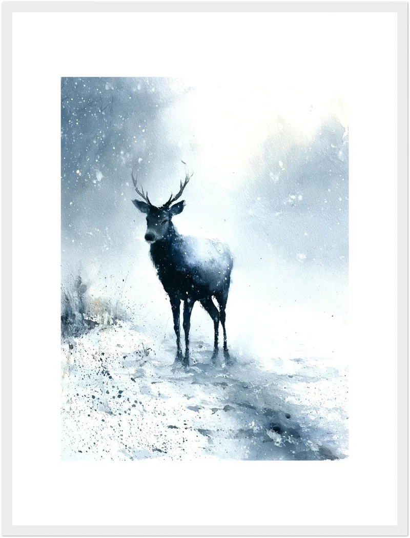 Hirsch im Schneesturm Poster