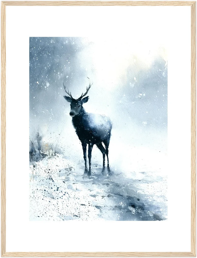 Hirsch im Schneesturm Poster