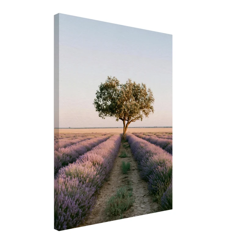 Lavendelfeld mit Baum Leinwand