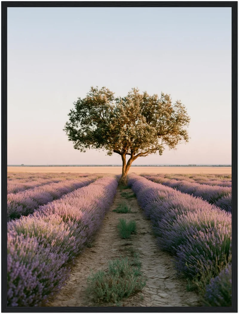 Lavendelfeld mit Baum Poster