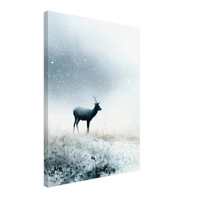 Hirsch im Schneetreiben Leinwand