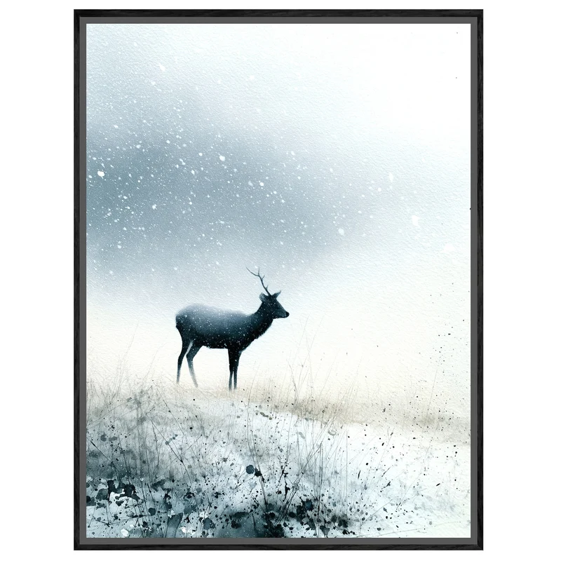 Hirsch im Schneetreiben Leinwand