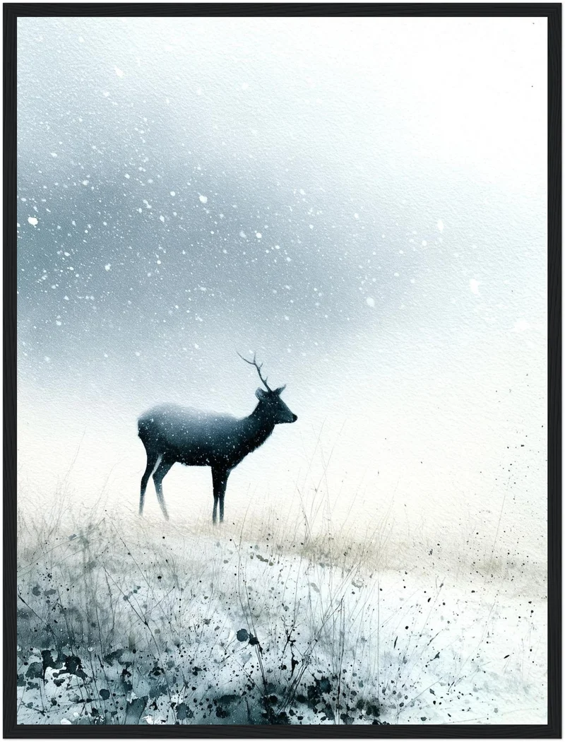 Hirsch im Schneetreiben Poster