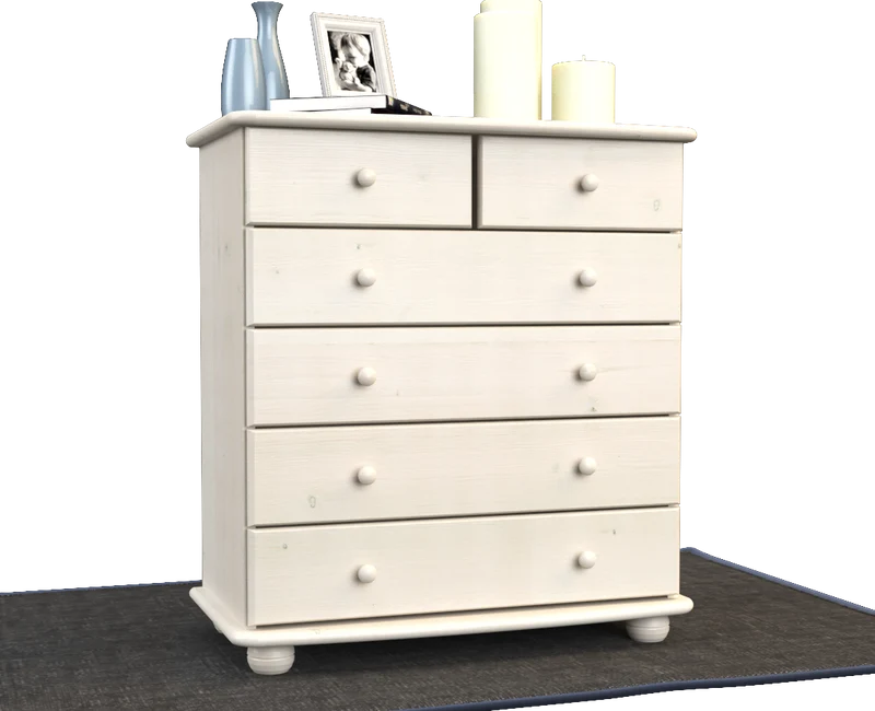 Anika Kommode Massivholz aus 100% Bio Kiefer | 6-Schubladen Sideboard für modernen Wohnstil