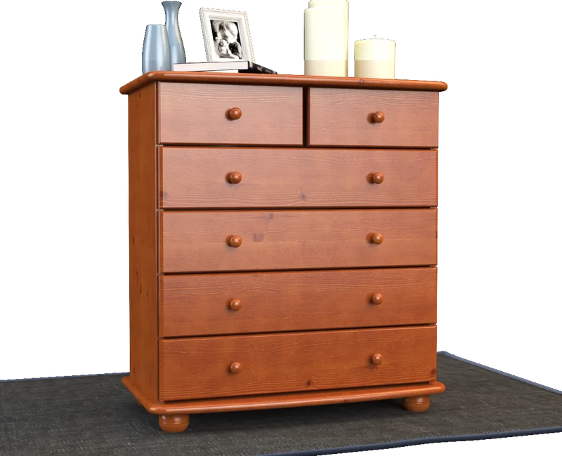 Anika Kommode Massivholz aus 100% Bio Kiefer | 6-Schubladen Sideboard für modernen Wohnstil