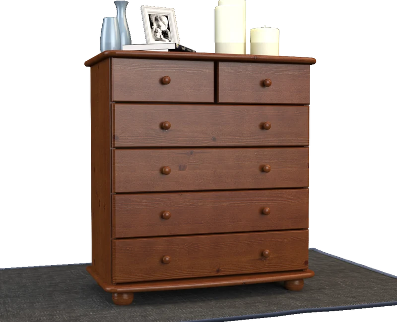 Anika Kommode Massivholz aus 100% Bio Kiefer | 6-Schubladen Sideboard für modernen Wohnstil