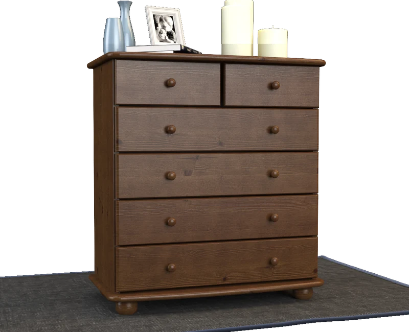 Anika Kommode Massivholz aus 100% Bio Kiefer | 6-Schubladen Sideboard für modernen Wohnstil