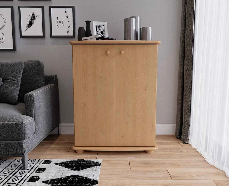 Anika Kommode 110er Bio Kiefer Massivholz | 2-Türig Sideboard mit Regalfächern | Anrichte aus 100% Massivholz