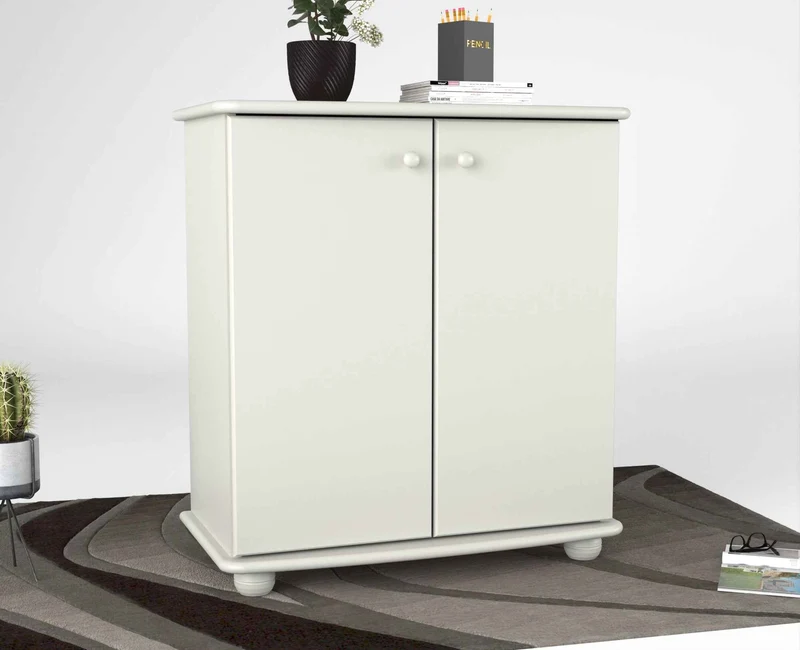Anika Kommode Bio Kiefer Massivholz | 2-Türig Sideboard mit Regalfächer aus 100% Massivholz