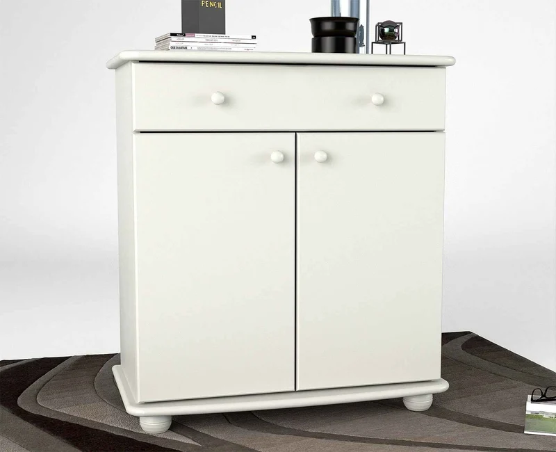 Anika Kiefer Kommode Massivholz - 2-Türig, 1-Schublade, 100% Bio Kiefer für nachhaltige Wohnakzente