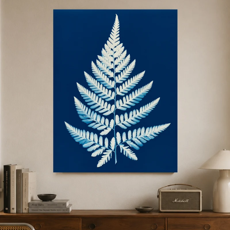 Farn Cyanotypie blau Poster
