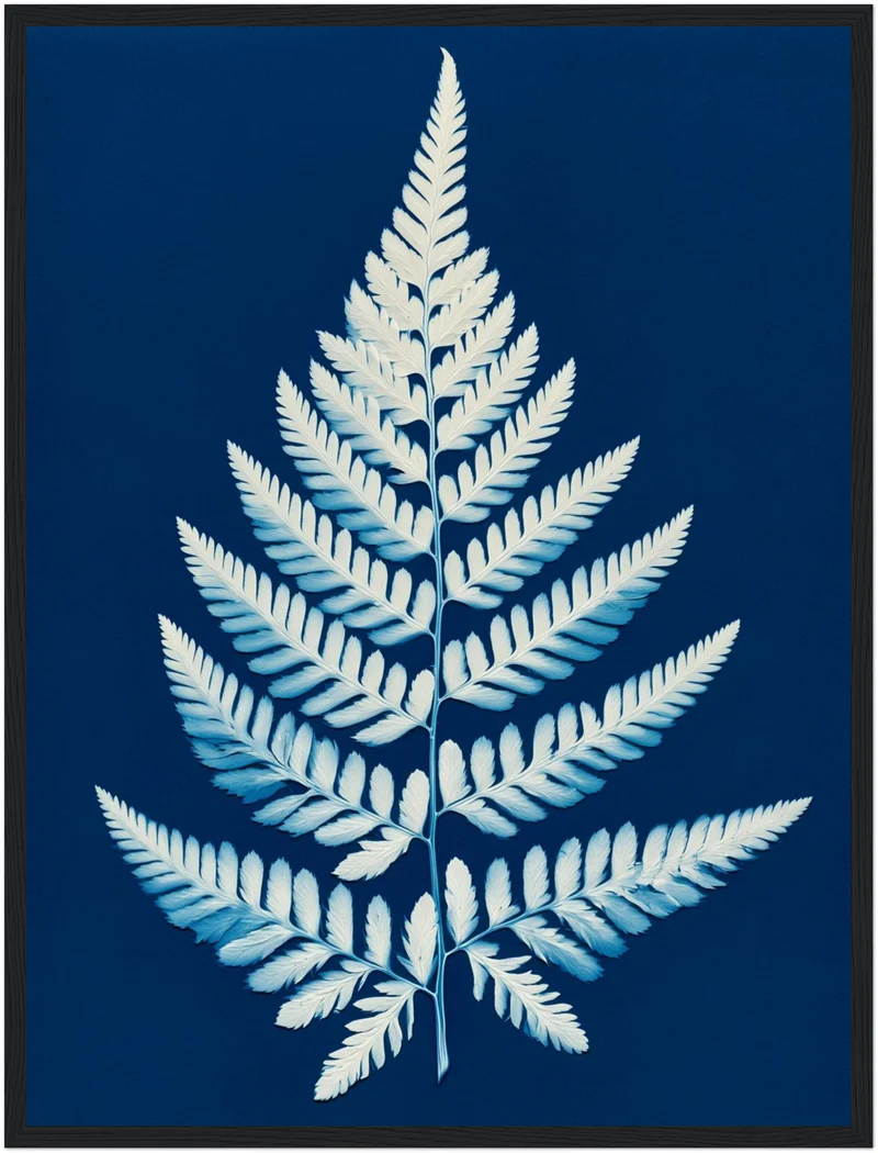 Farn Cyanotypie blau Poster