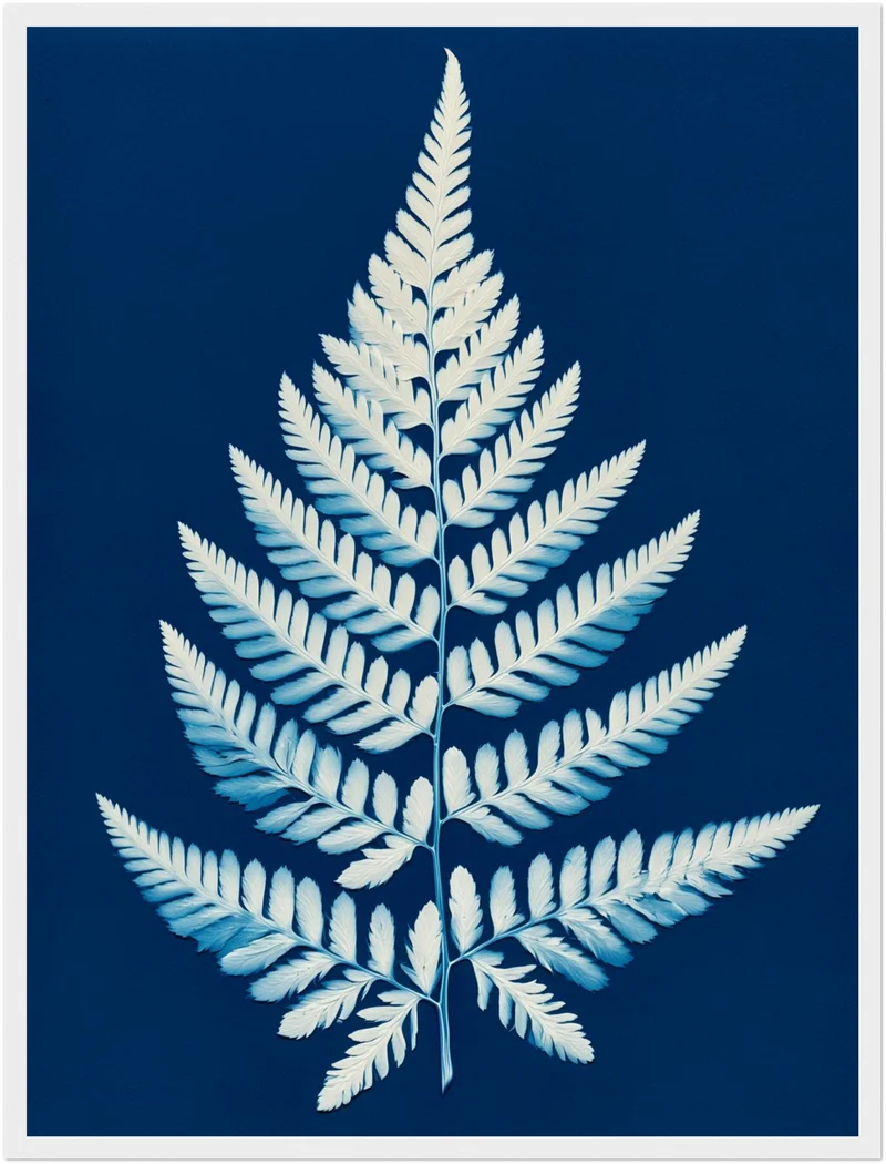 Farn Cyanotypie blau Poster