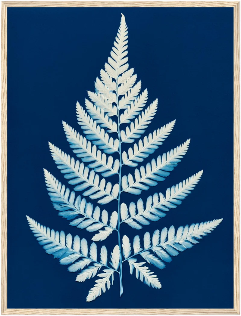 Farn Cyanotypie blau Poster