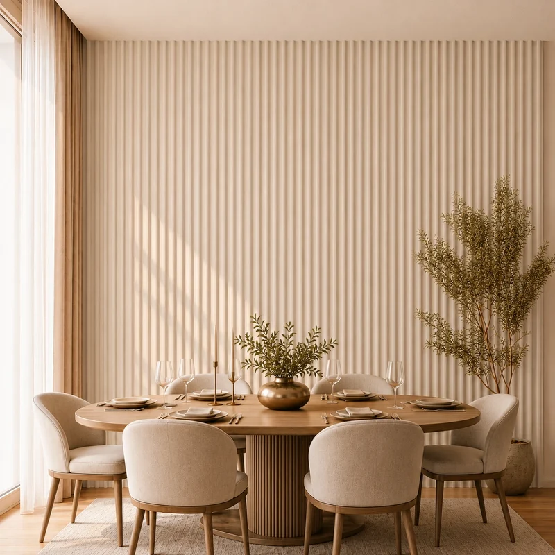Fluted Concave Wall Panels Beige