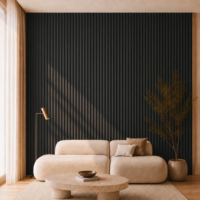 Fluted Concave Wall Panels Black Matt