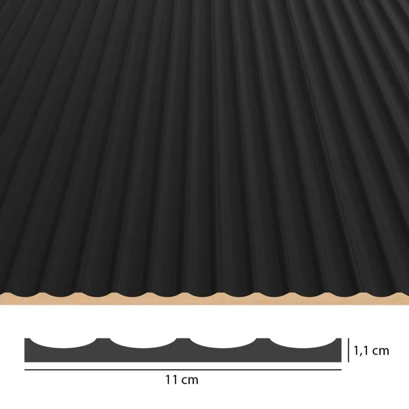 Fluted Concave Wall Panels Black Matt