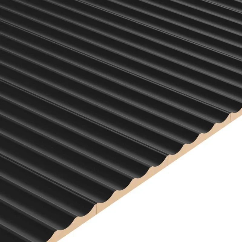 Fluted Concave Wall Panels Black Matt