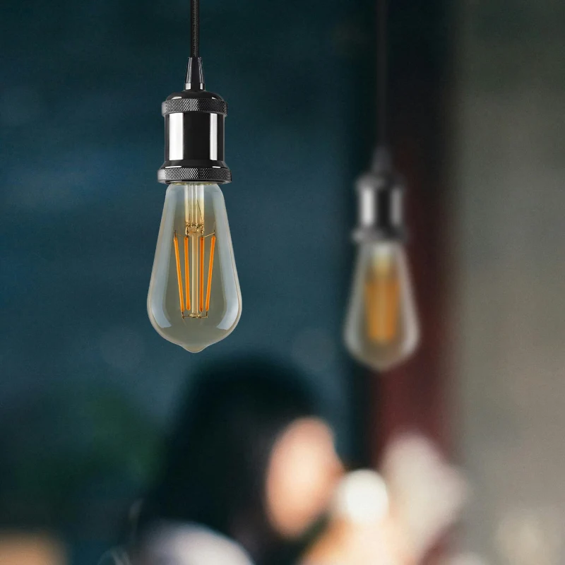 Ledsone E27 Pendelleuchte Schwarz Vintage Hängelampe ~3558