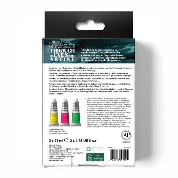 Winsor and Newton - Winton Oil Colour - 3x37ml - Fluorescent set