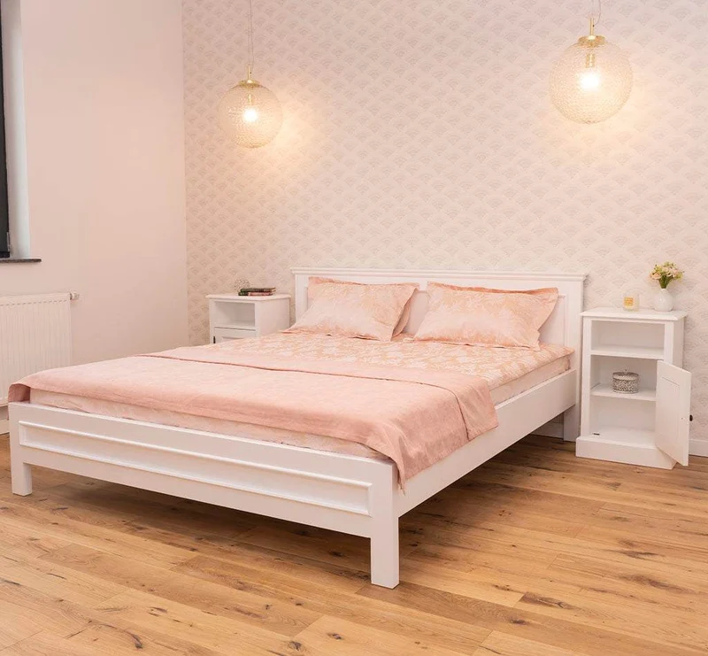 Schlafzimmer-Set | Massivholzbett mit 2 Nachttischen
