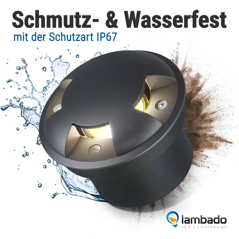 LED Bodenleuchte flach in Schwarz 3-flammig inkl. LED 5W 230V