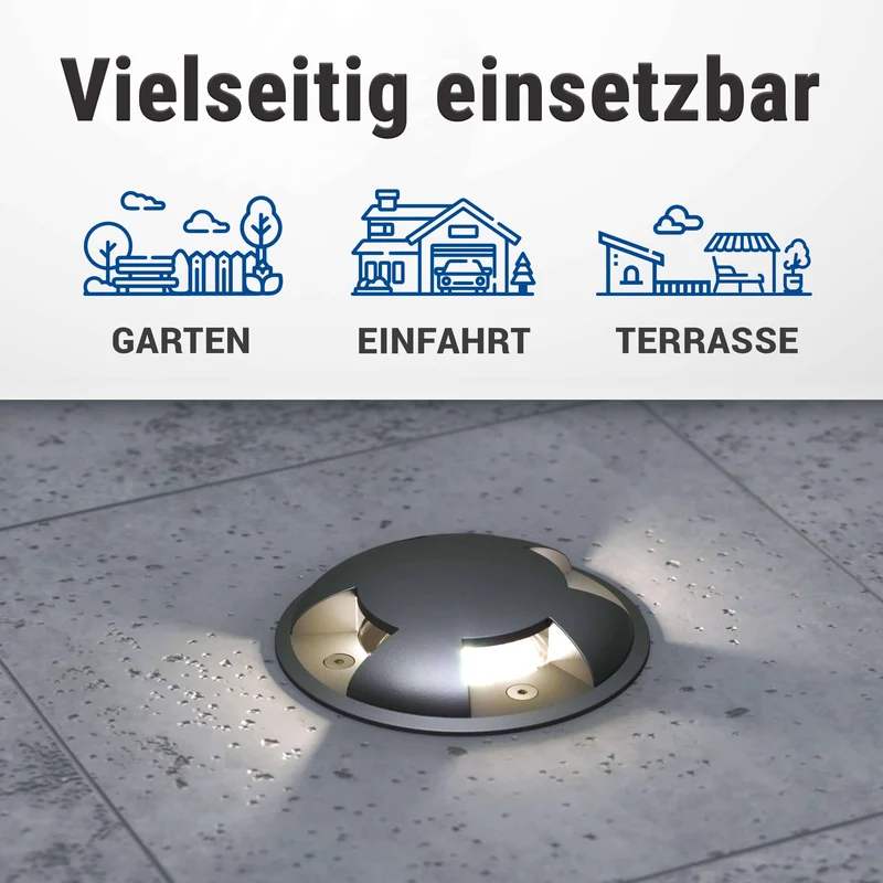 LED Bodenleuchte flach in Schwarz 3-flammig inkl. LED 5W 230V