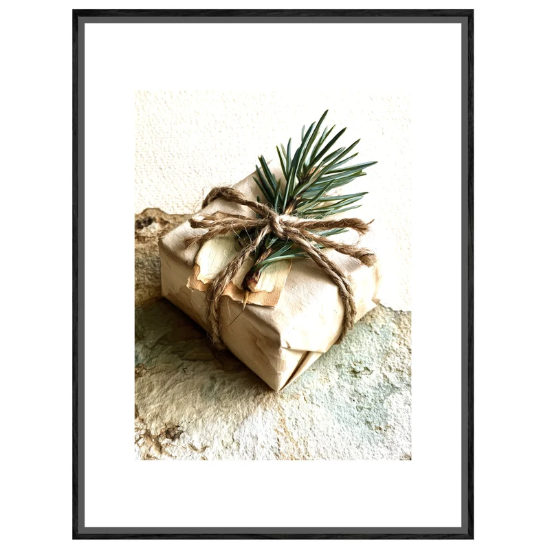 Wintergeschenk mit Tannenzweig Leinwand