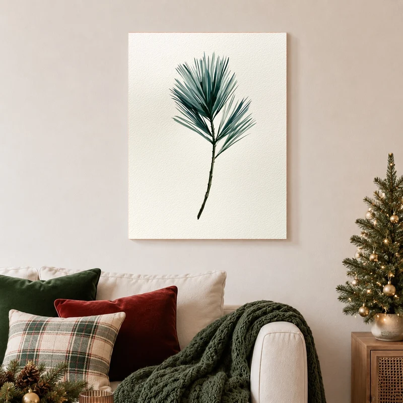 Winterlicher Tannenzweig aquarell Leinwand