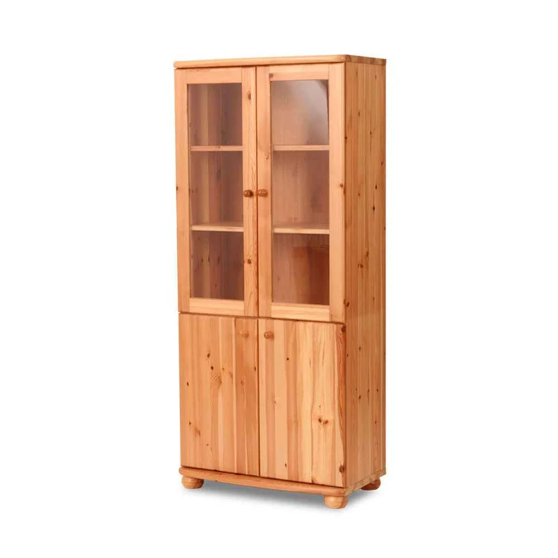 Claudia Buffetschrank Massivholz Vitrine V.2 aus 100% Bio Kiefer | 4-Türig und umweltfreundlich