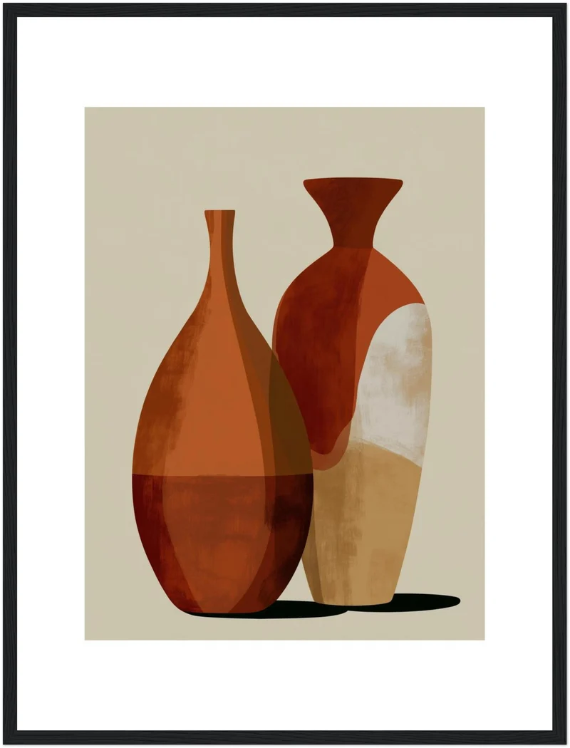 Zwei Vasen in Terrakotta Poster