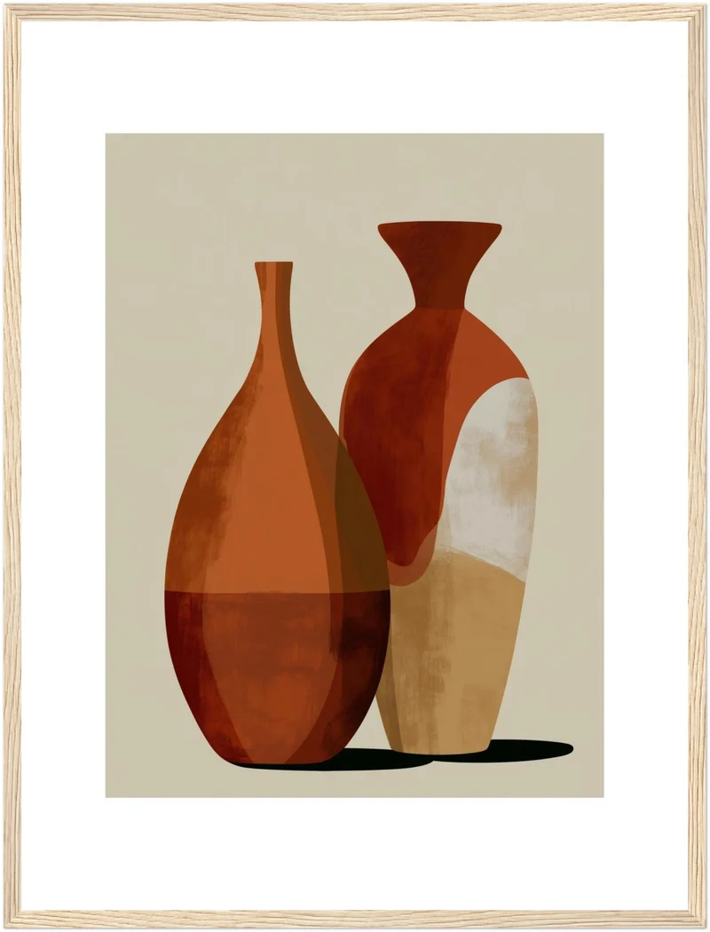 Zwei Vasen in Terrakotta Poster