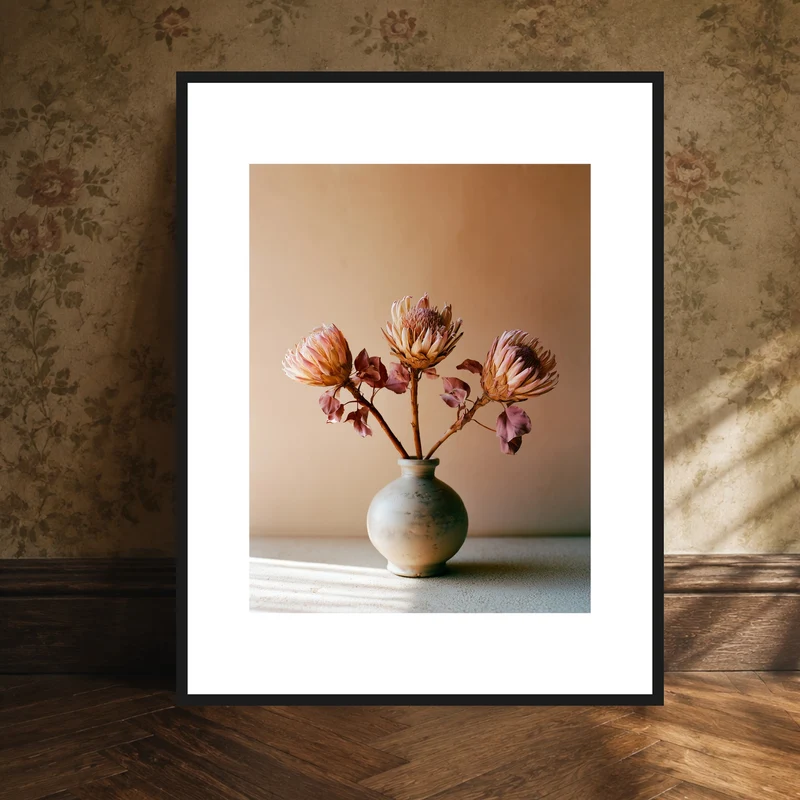 Drei Proteas in Terrakotta Poster