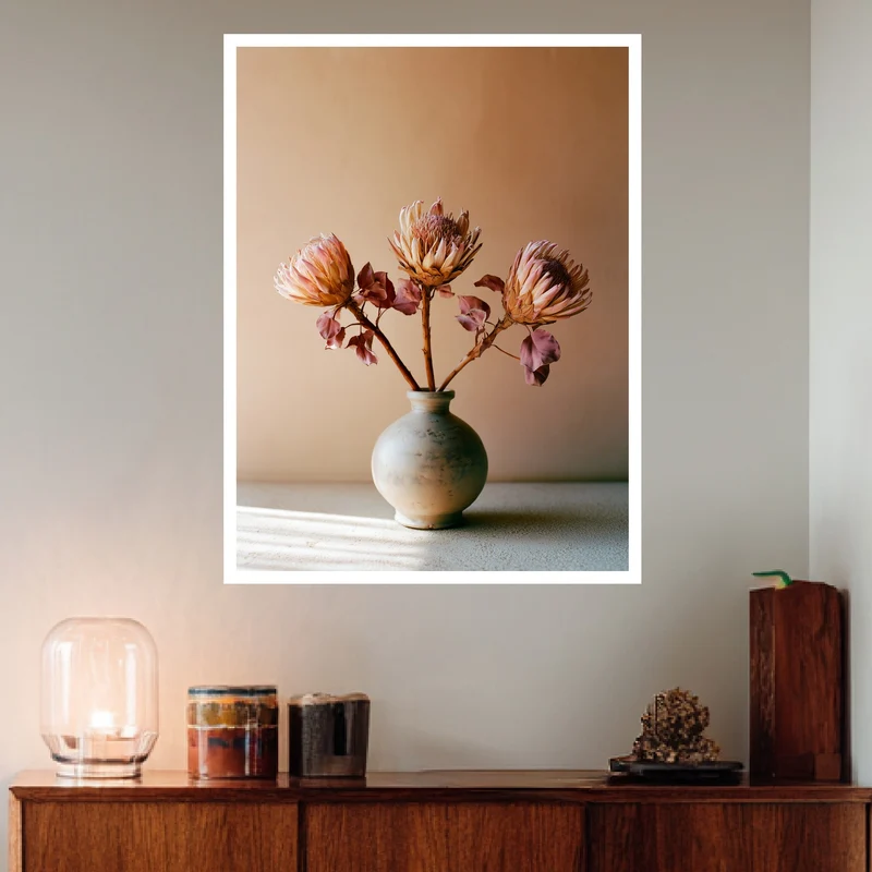 Drei Proteas in Terrakotta Poster
