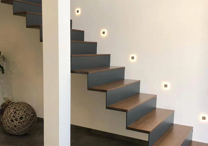 Treppenbeleuchtung - LED Wandeinbauleuchte in Schwarz quadratisch - 230V 1,5W