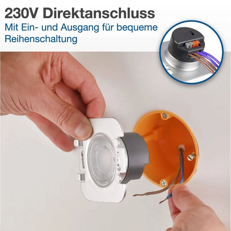 Treppenbeleuchtung - LED Wandeinbauleuchte 3D in Alu gebürstet eckig - 230V 1,5W