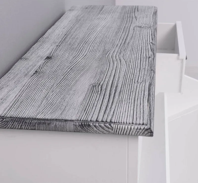 Schuhschrank aus Massivholz mit zwei Kippfächern - mit Holzkontrast