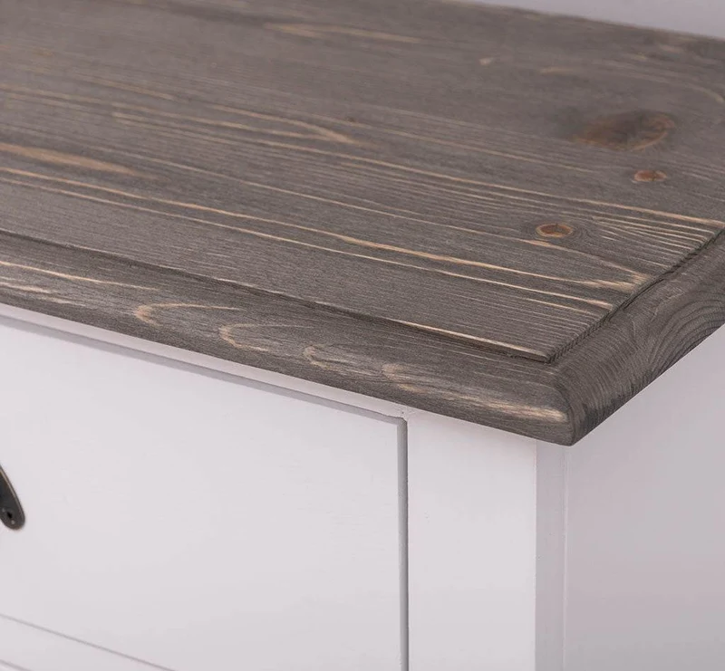 Schuhschrank aus Massivholz mit zwei Kippfächern - mit Holzkontrast