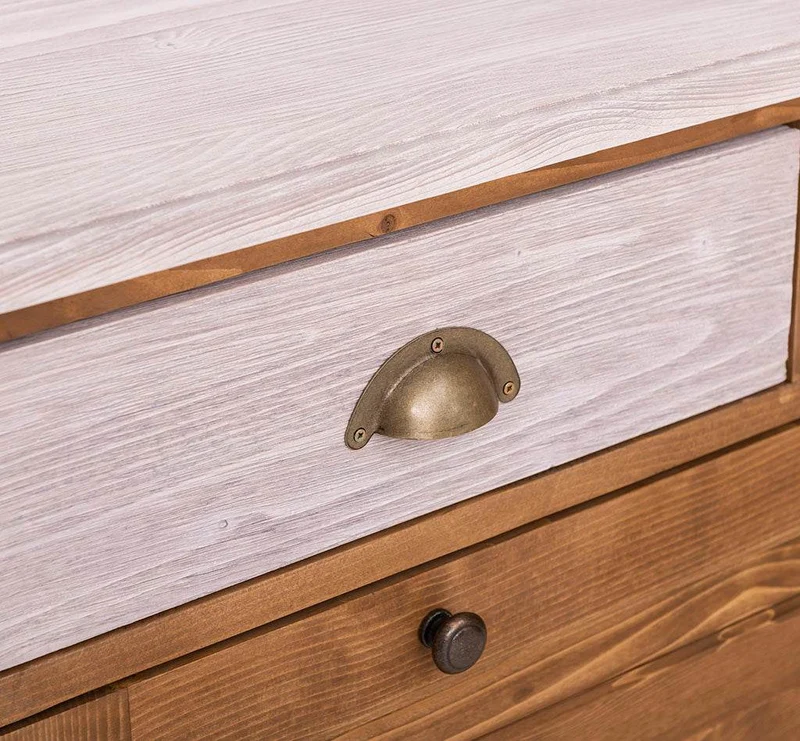 Schuhschrank aus Massivholz mit zwei Kippfächern - mit Holzkontrast