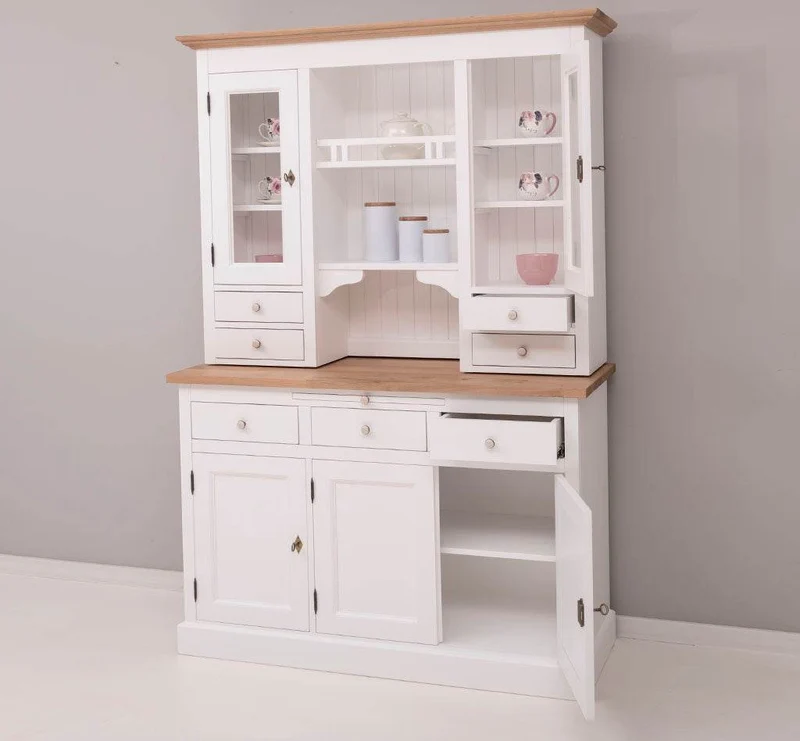 Küchen- und Buffetschrank aus Massivholz im Landhausstil - Eichenakzente