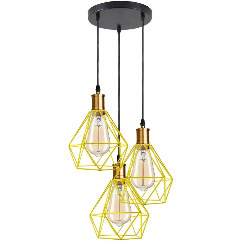 Industriell 3-flammige Cluster Pendelleuchte mit Verstellbarem Kabel~3533