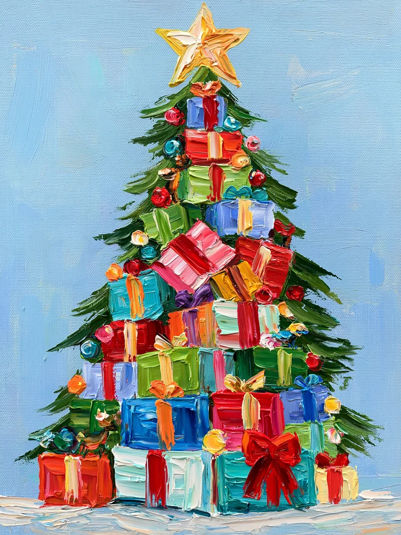 Bunter Weihnachtsbaum Geschenke Leinwand
