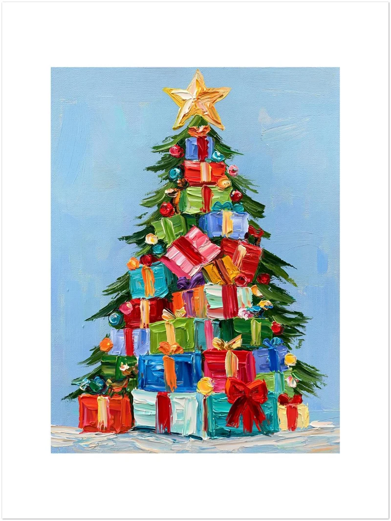 Bunter Weihnachtsbaum Geschenke Leinwand